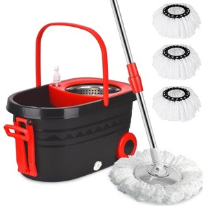 Paaaawaters Spin Mop and Bucket with Wringer Set on Wheels,Stainless Steel Handle for All Hard Surfaces - 1 of 4