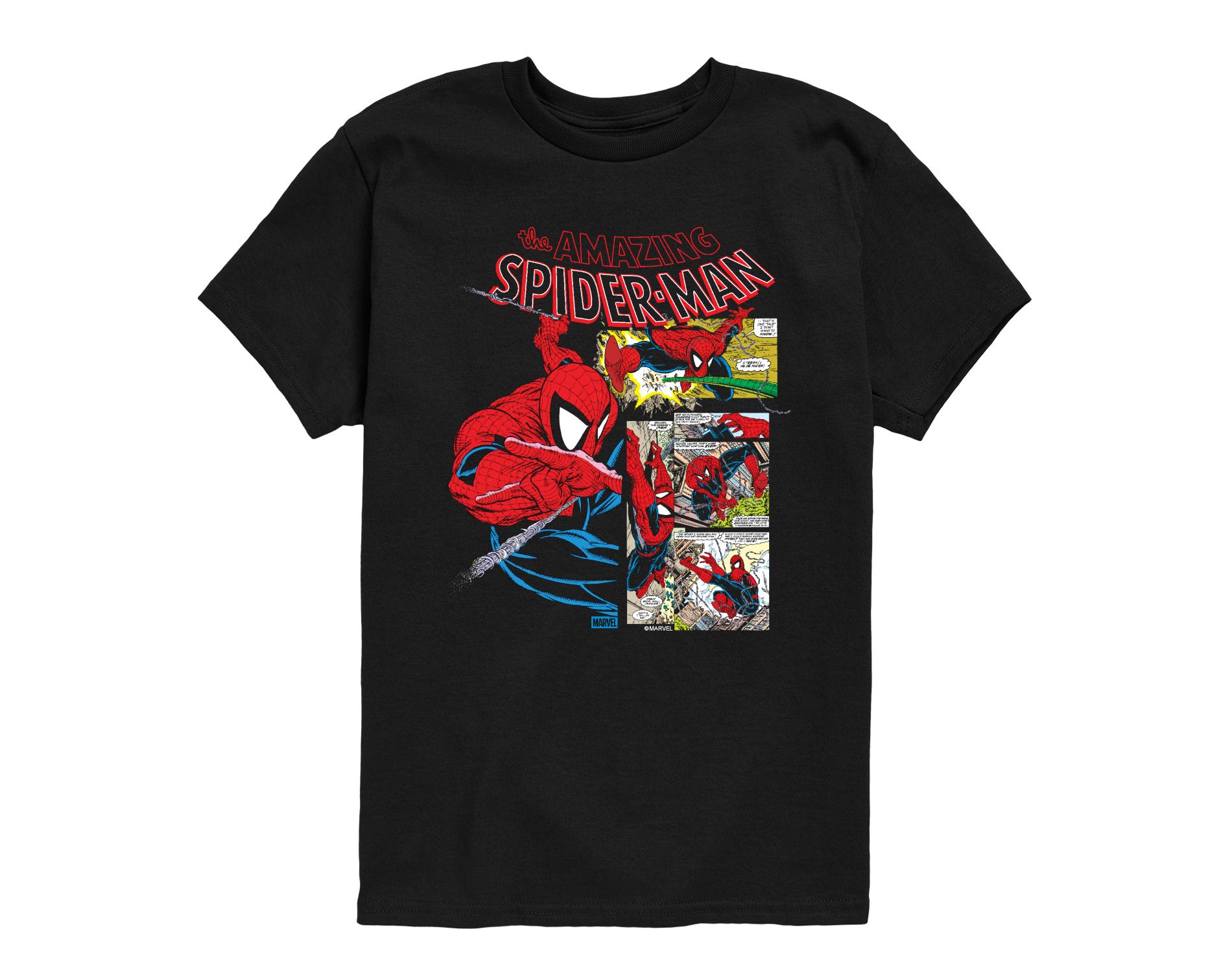 Boys' Marvel Spider-Man Comic Panel Short Sleeve Graphic T-Shirt - Black - X-Large