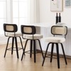 Bekrvio Swivel Counter Height Bar Stools Set of 1/2/3/4 - 26" Faux Leather Upholstered with Rattan Back, Black Wood Frame for Kitchen Island - 2 of 4
