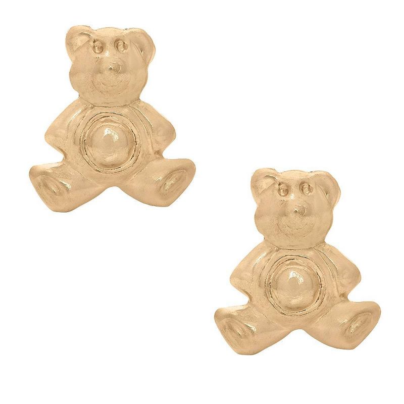 Tiara Kid's Teddy Bear Stud Earrings in 14K Yellow Gold, 3 of 4