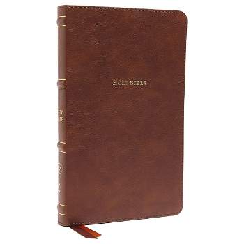 Nkjv, Thinline Bible, Leathersoft, Brown, Red Letter Edition, Comfort Print - by  Thomas Nelson (Leather Bound)
