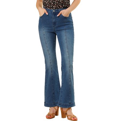 Allegra K Women's Retro High Waist Stretchy Flare Denim Jeans Dark Blue  X-large : Target
