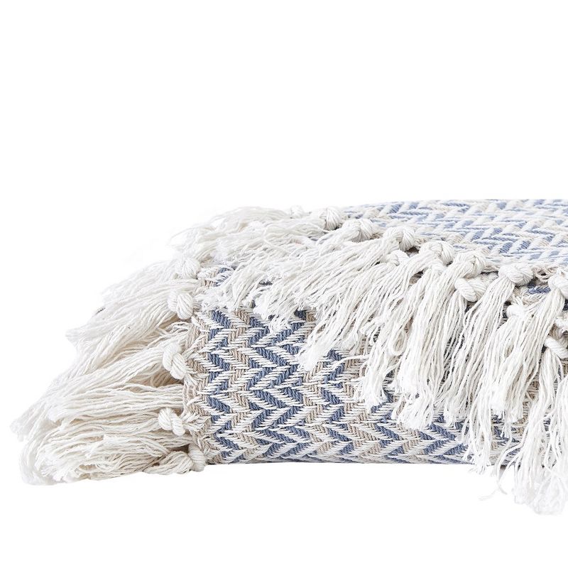 Southshore Fine Living Agadir Collection 100% Cotton Bed Blanket hearing bone stripe pattern, 5 of 7