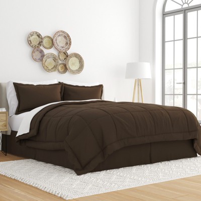 Becky Cameron Taupe and Chocolate Microfiber Down Alternative Full