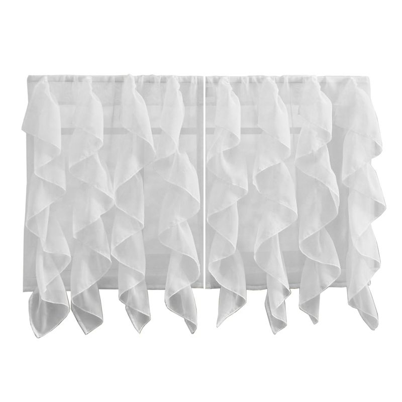 Sweet Home Collection | Sheer Voile Vertical Ruffle Window Kitchen Curtain, 2 of 4