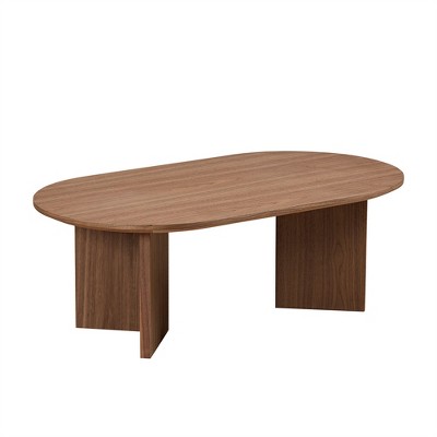 OUTSUPPLY Coffee Table, Modern MDF Pedestal Table for Small Spaces, Apartment Living Room & Bedroom, Easy Assembly