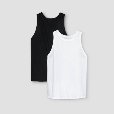 Women's Slim Fit Ribbed 2pk Bundle Tank Top - A New Day™ Black/white 4x :  Target