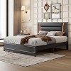 TiramisuBest Queen Size PU Upholstered Bed - Black PU Design - 2 of 4