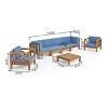 Christopher Knight Home Jeremy 7 piece Outdoor Acacia Wood Sectional Seating Set with Slatted Coffee Table and Cushions - 3 of 4