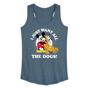 Women's - Disney - Mickey Pluto Just Want All Dogs Graphic Racerback Tank - 1 of 4