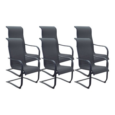 Santa Fe 6pc Aluminum Spring Chairs - Silver - Courtyard Casual