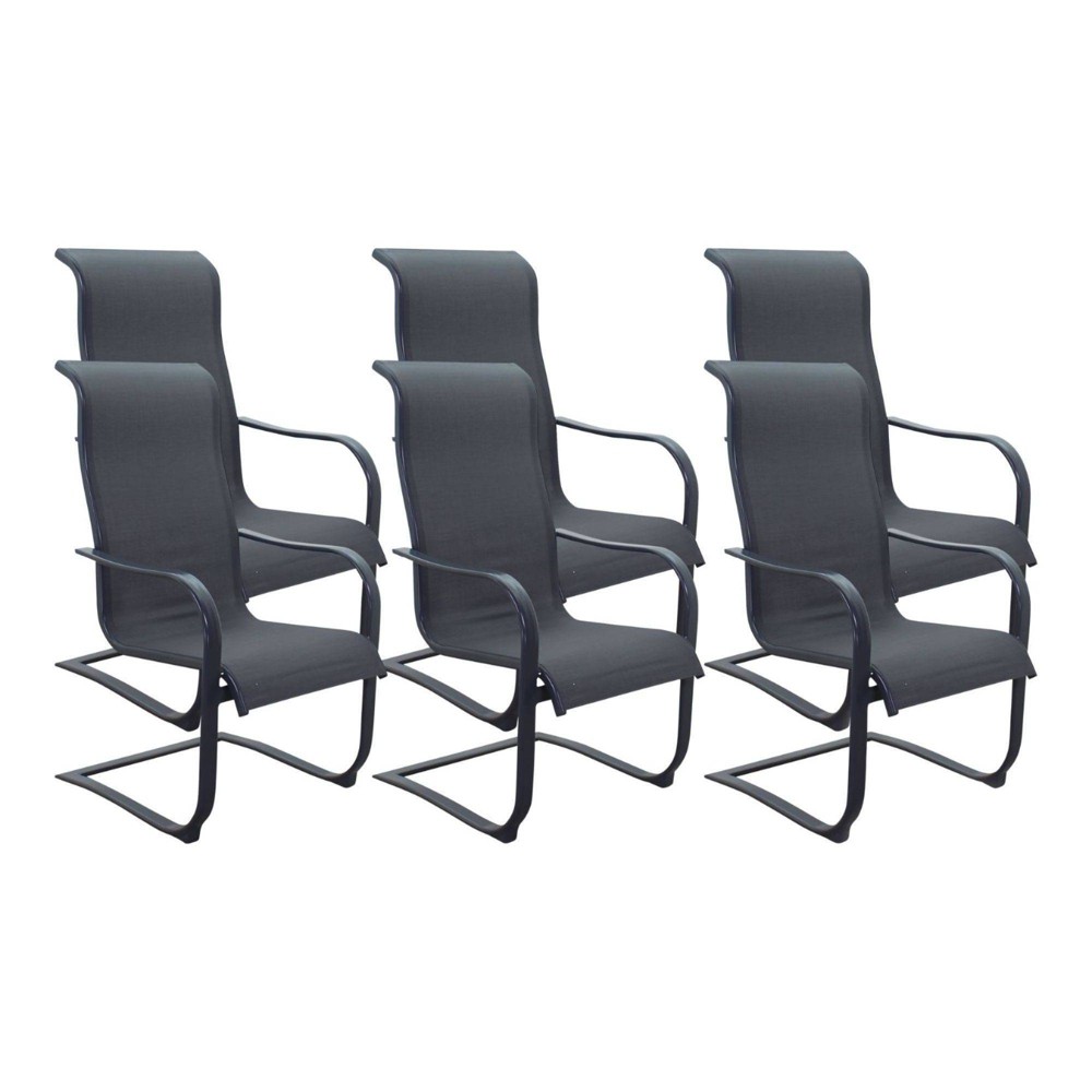 Santa Fe 6pc Aluminum Spring Chairs Dark Gray Courtyard Casual