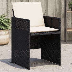 vidaXL Patio Chairs with Cushions 4 pcs Black Poly Rattan - 1 of 4