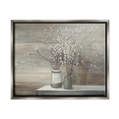 Stupell Industries Willow Still Life Gray Floater Framed Canvas Wall Art, 24 x 30