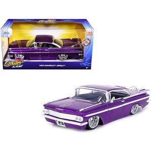 1959 Chevrolet Impala Lowrider Candy Purple with DUB Wire Wheels "Street Low" Series 1/24 Diecast Model Car by Jada - 1 of 3