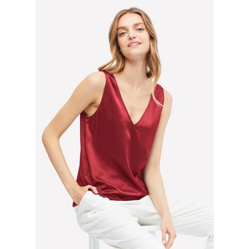 V-Neck Sleeveless Silk Tank Top