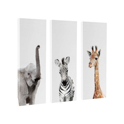 (Set of 3) 12" x 28" Animal Studio by Amy Peterson Art Studio Unframed Wall Canvas Set - Kate & Laurel All Things Decor
