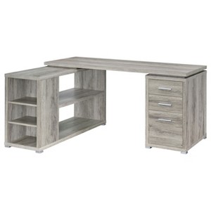 Vynxaria 3-Drawer L-Shaped Desk with Storage Shelves, Corner Workstation for Home Office Organization - 1 of 4