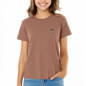 Dalix Sorcerer Frog Embroidered Cotton Relaxed Short Sleeve Tee T Shirt Womens - 1 of 4