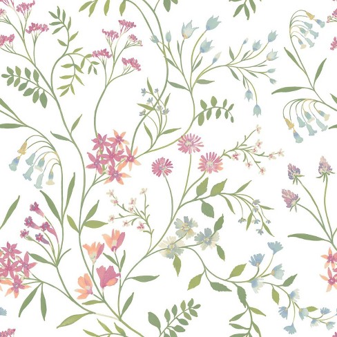 Roommates Mix Meadow Peel & Stick Wallpaper: Removable Floral Botanical ...
