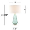 360 Lighting Julia Modern Coastal Table Lamp 26 1/2" High Sea Foam Green Glass with Table Top Dimmer Off White Drum Shade for Bedroom Living Room Home - 4 of 4