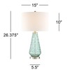 360 Lighting Julia Modern Coastal Table Lamp 26 1/2" High Sea Foam Green Glass with Table Top Dimmer Off White Drum Shade for Bedroom Living Room Home - image 4 of 4