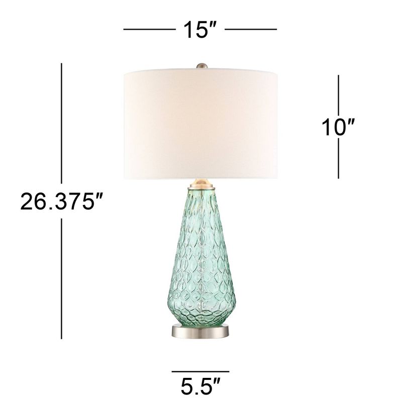 360 Lighting Julia Modern Coastal Table Lamp 26 1/2" High Sea Foam Green Glass with Table Top Dimmer Off White Drum Shade for Bedroom Living Room Home, 4 of 9