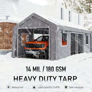 Garvee 13'x25' Heavy Duty Oversized Carport - Portable Garage with 1.0mm Steel Poles & 14 Mil Waterproof PE Canopy,Gray - 1 of 4