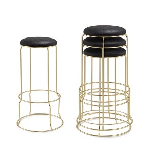 Kings Brand Furniture 4-Pack Stack Stools, Upholstered w/Metal Legs Backless Stackable  Bar and Counter Height Stool, Dining Room Kitchen Chairs - 1 of 4