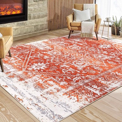 Area Rug Oriental Vintage Distressed Rug for Living Room Bedroom