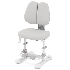 Costway Kids Study Chair with Adjustable Double Backrest, Footrest, Seat Height & Depth Gray/Blue/Pink - 1 of 4