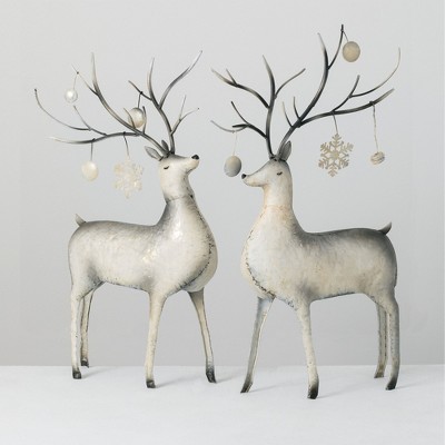 Sullivans Set of 2 Reindeer Figurines 24"H & 26"H Gray