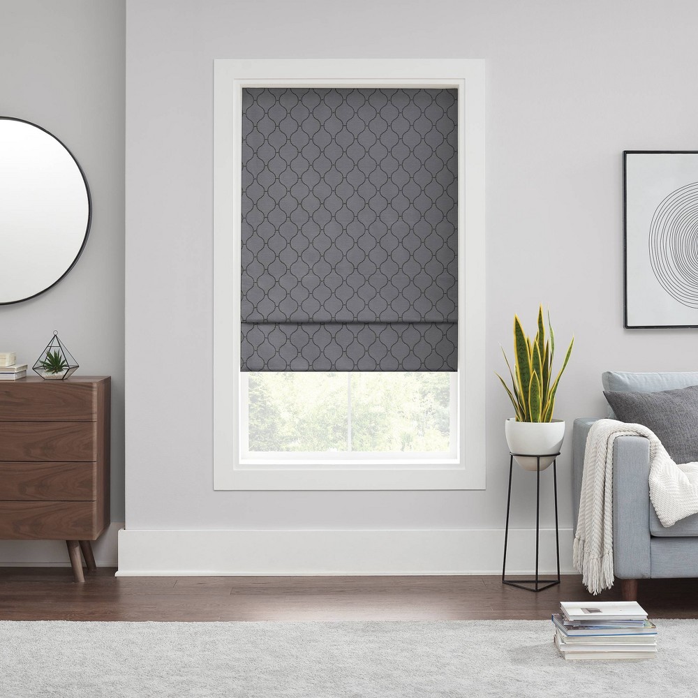 Photos - Blinds Eclipse 64"x35" Darien Ogee 100 Total Blackout Cordless Roman Blind and Shade Gray 