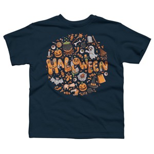 Boy's Design By Humans happy halloween greeting holiday illustration By ghinan T-Shirt - 1 of 2