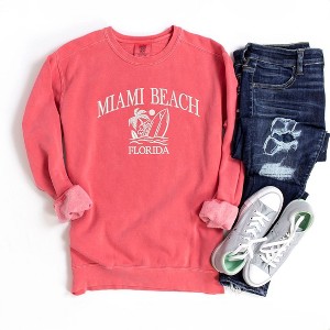 Simply Sage Market Women's  Garment Dyed Graphic Sweatshirt Embroidered Miami Beach Florida - 1 of 2