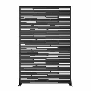 Lirago Metal Outdoor Privacy Screen Freestanding Patio Decorative Screens-72"x47" Black - 1 of 4