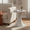 LeisureMod Isidra 19" Round Fiberstone Side Table with Marble-Inspired Finish and Flared Pedestal Base for Living Rooms, Patios, or Lounge Spaces - 2 of 4