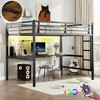 Ridstar 77.6 in. W Metal Full Size Loft Bed-Black - 2 of 4