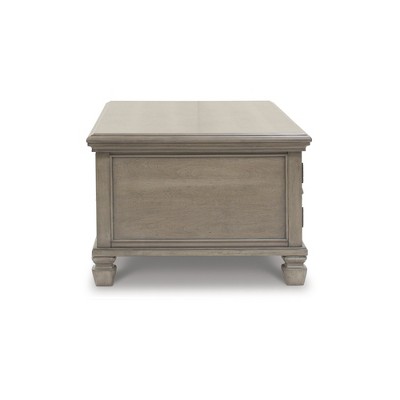 Gray Rectangular Wood Coffee Table with Storage