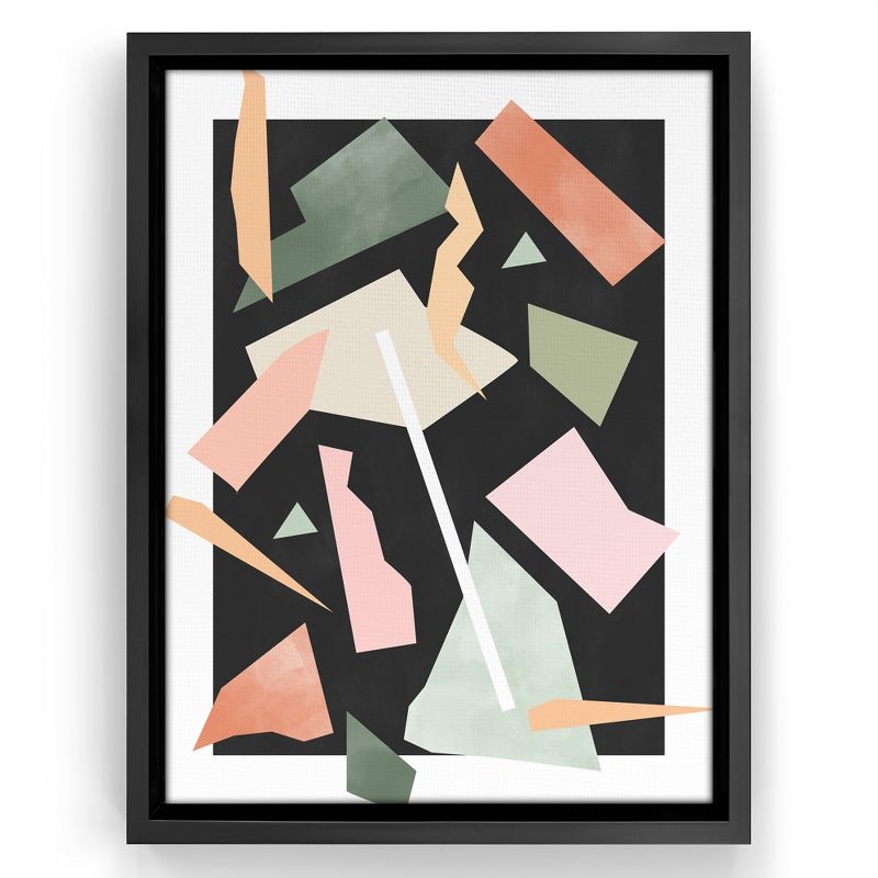 Americanflat - Mid Century Modern Geometric Pink And Green 3 by The Print Republic Floating Canvas Frame - Modern Wall Art Decor, 1 of 7