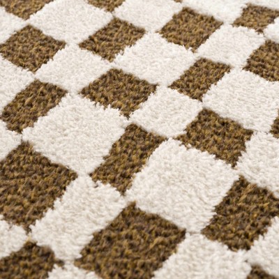 Hauteloom Lajos Brown Checkered Shag Rug