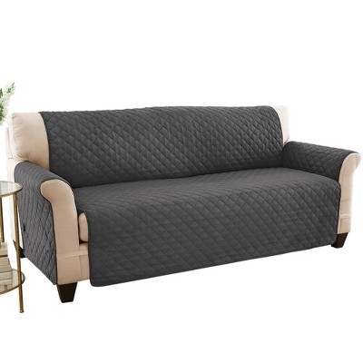 Collections Etc Ultra Reversible Furniture Cover Protector Loveseat Slate Grey/Silv