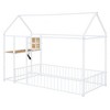 TIRAMISUBEST Twin/Full Size Metal Bed House Bed with Desk, Shelves and Power Outlets, House Floor Bed Montessori Bed with USB Ports and Roof Design - 3 of 4