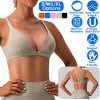 NPolar "Women’s Deep V-Neck Sports Bra with U-Shaped Back, Removable Pads, Strappy Open Back for Gym Yoga" Small White - 2 of 4