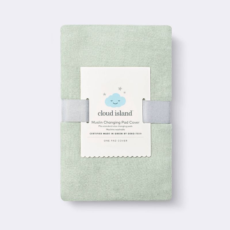 Muslin Changing Pad Cover - Sage Green - Cloud Island&#8482;, 4 of 5