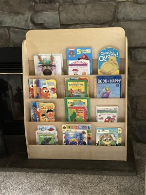 Flash Furniture 4 Shelf Single-Sided Kids Natural Wooden Book & Magazine Display Stand - Safe, Kid Friendly Design for Commercial or Home Use