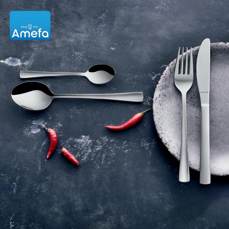 Amefa Atlantic 20-Piece 18/10 Stainless Steel Flatware Set, High Gloss Mirror Finish, Silverware Set Service for 4, Rust Resistant Cutlery, 4 of 8