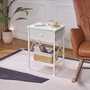 VECELO Modern X-Design Nightstand, End/Side Table with Fabric Drawer & Open Storage Shelves for Bedroom or Living Room - 2 of 4