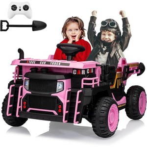 24V 2-Seat Kids R/C Dumper, Ride-on Electric Construction Vehicle with Shovel, Bluetooth, LED Lights and Shock Absorber - 1 of 4