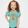 The Juniper Shop Folk Art Florals Distressed Flutter Sleeve Tee - 2T - Seafoam - 2 of 4